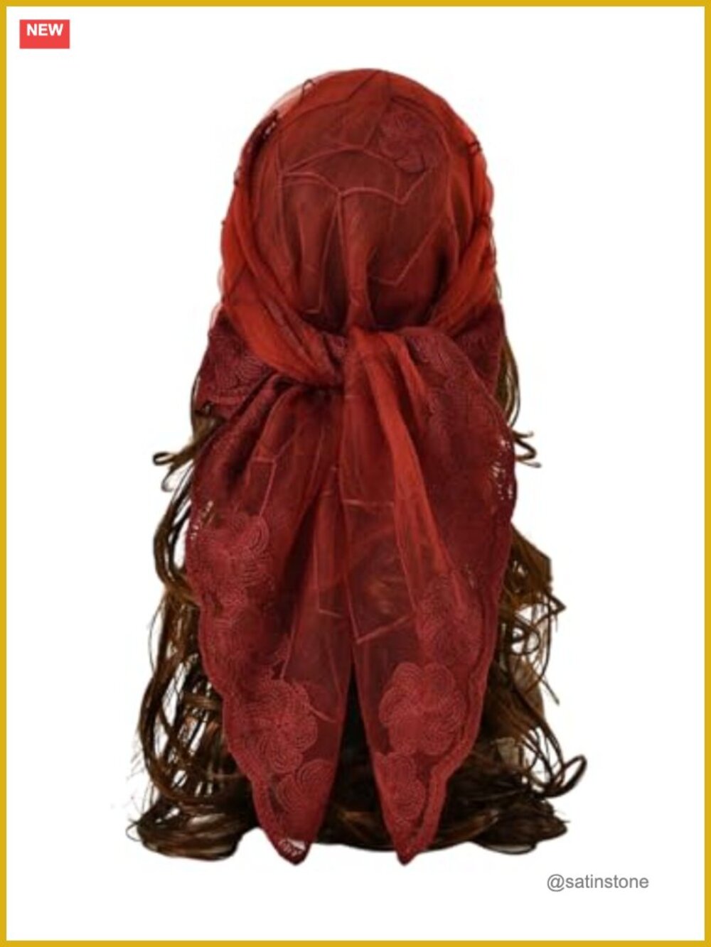 Floral Embroidery Sheer Lace Hair Scarf Bandana Headband